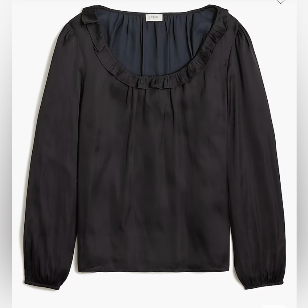 J. Crew Factory Black Ruffleneck Blouse